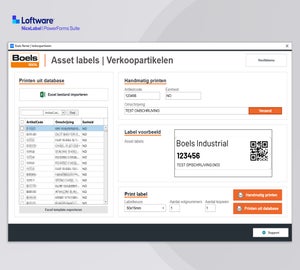 PowerForms applicatie voor het printen van verkoopartikelen labels vanuit database of handmatige invoer